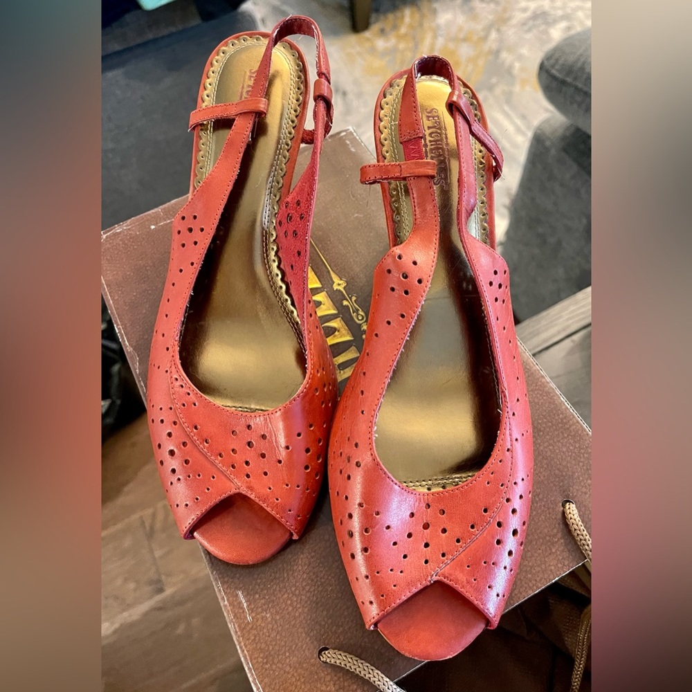 Beautiful, red leather sandals from a wonderful friend!